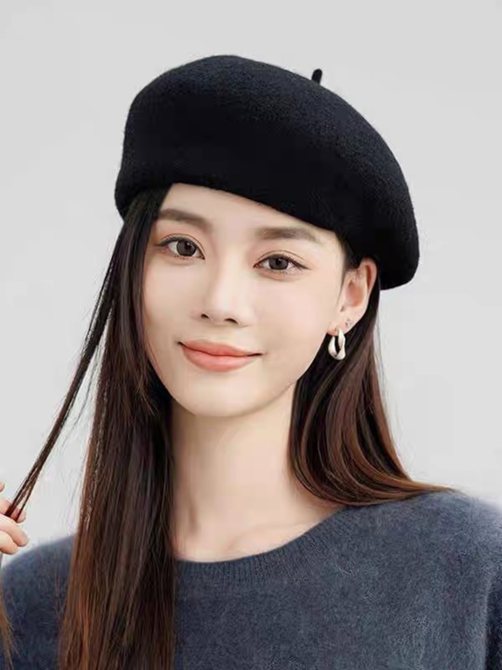 Classic Black Wool Beret - Women Accessories